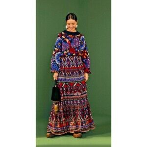 Farm Rio Maxi Skirt, Tiered, Anika Tapestry, Small, New! Retail $245